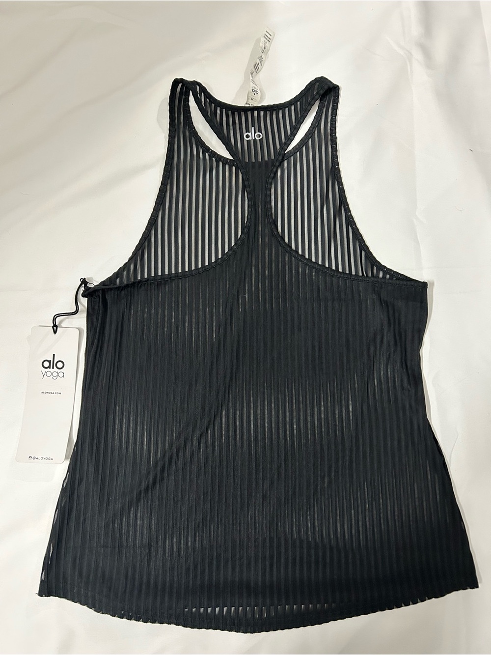 ALO Yoga Black Sheer Ribbed Racerback Tank